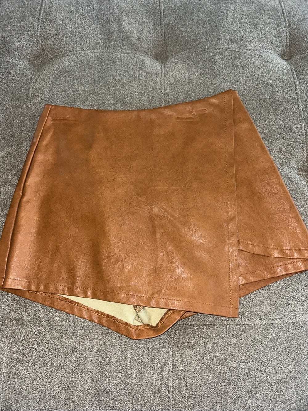 Faux Leather Brown Mini Skort